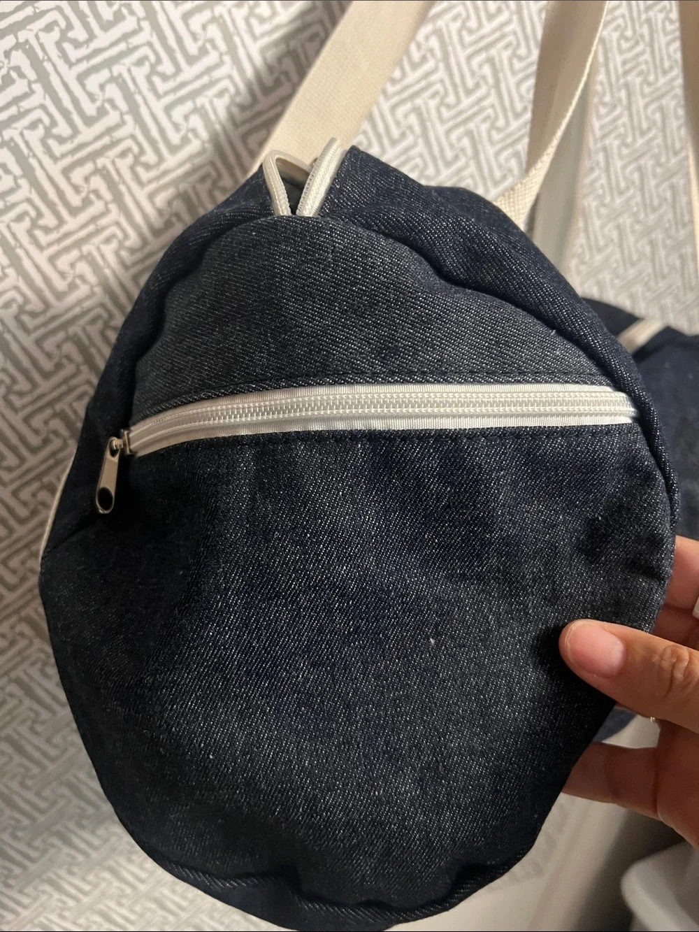 PRIVATE PARTY Black Gym & Juice Canvas Duffle with Cream Straps